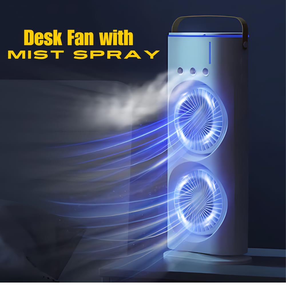 AeroBreeze Dual Mist – Dvostruki Ventilator i Ovlaživač sa LED Rasvjetom
