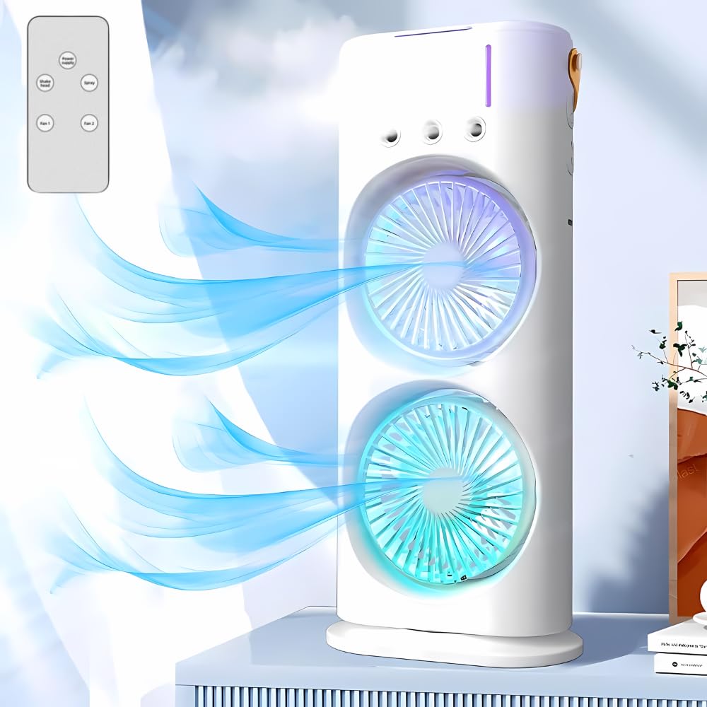 AeroBreeze Dual Mist – Dvostruki Ventilator i Ovlaživač sa LED Rasvjetom