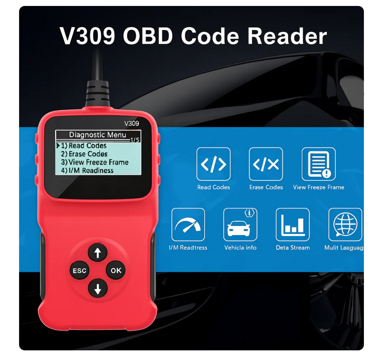 Auto dijagnostika V309 za DTC OBD2 OBDII