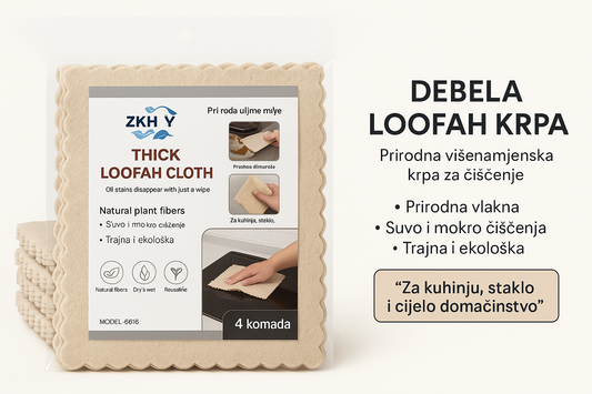 Debela Loofah Krpa – Prirodna Višenamjenska Krpa set od 4 komada