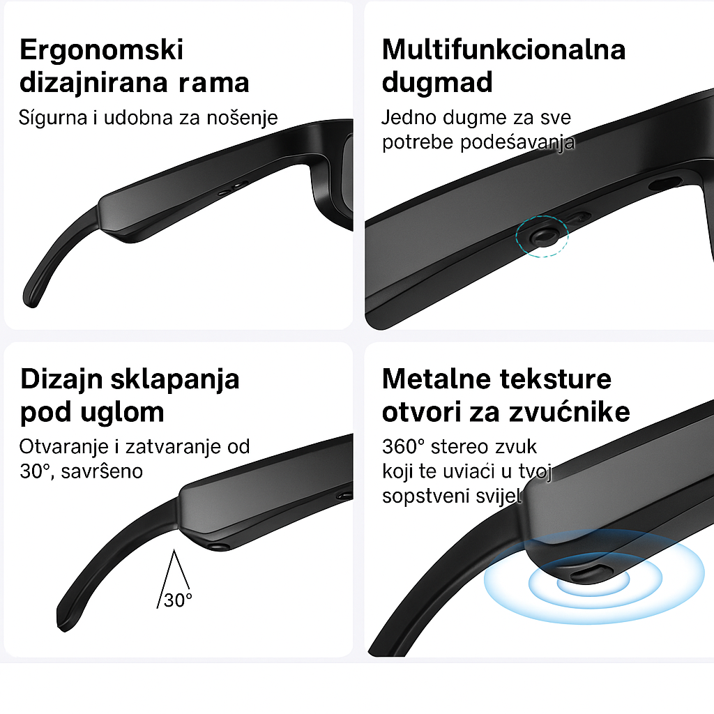 Pametne Bluetooth naočare sa zvučnikom i mikrofonom